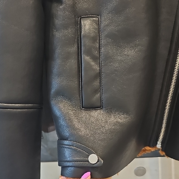 Rebecca Minkoff Black Jacket with Brown Teddy Lining - Picture 4 of 8